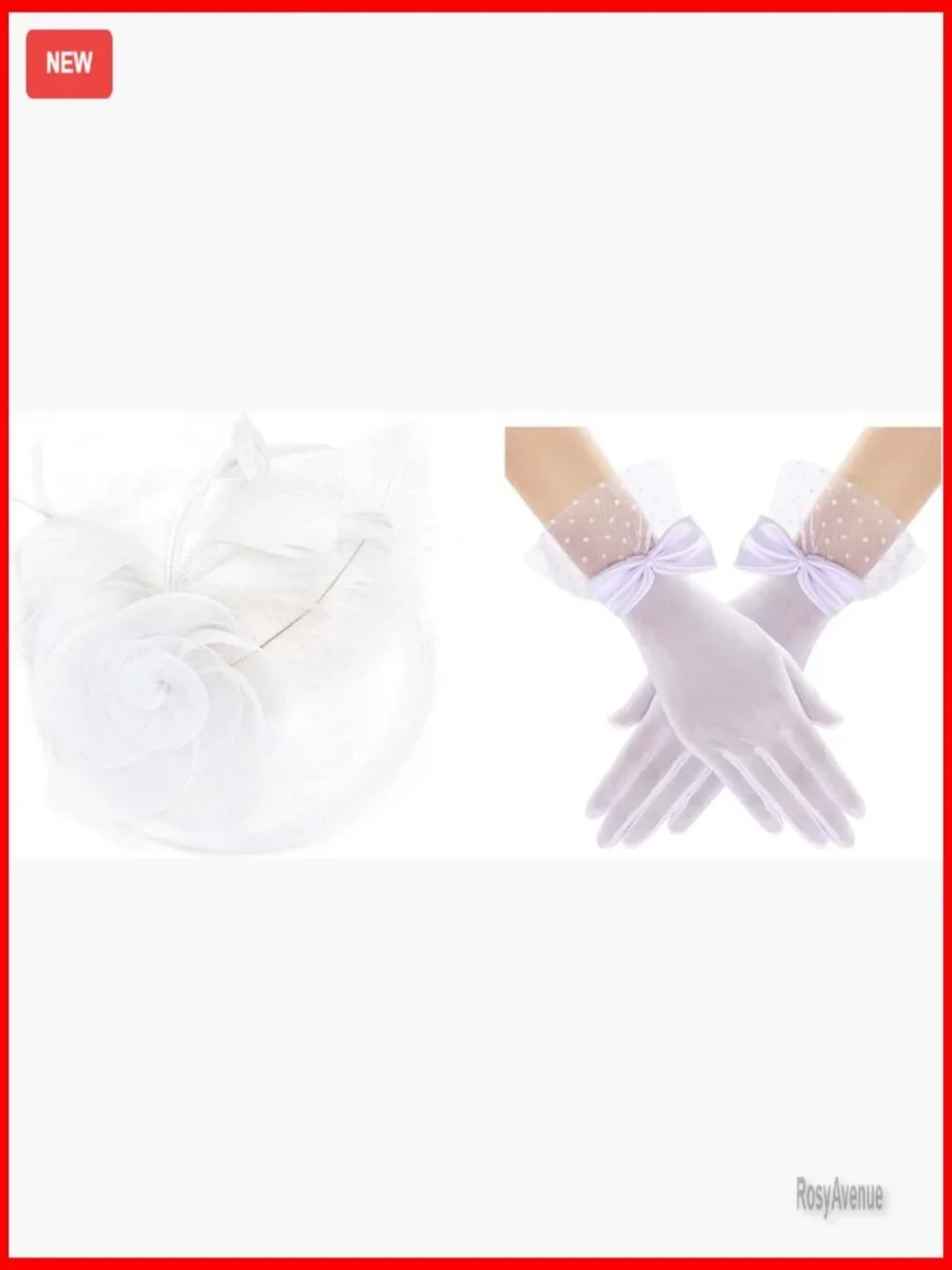 Fascinator Hat with Gloves Set for Derby Tea Party Prom Evening Events